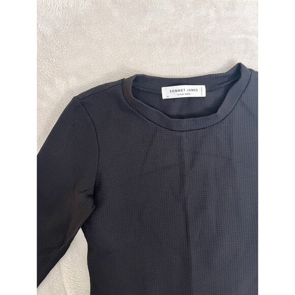 Sonnet James A Play Dress Women's Size XS Black Textured Long Sleeve Stretch - Picture 7 of 10